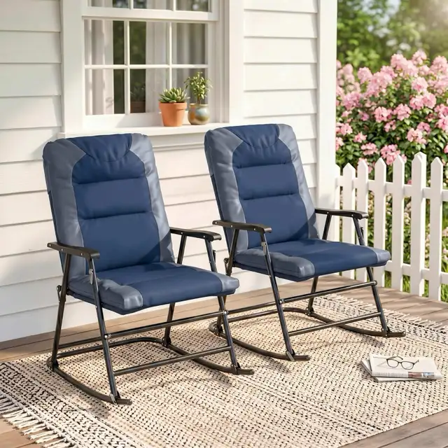 Folding Rocking Chair， Padded Rockers with Armrest in Patio & Garden Furniture in Markham / York Region - Image 4