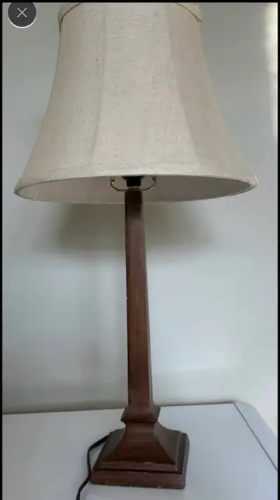 2 wood grain ceramic Mission Style Lamps, View more