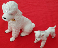 2 vintage ceramic poodle dogs