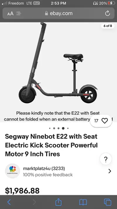 **like new**Segway NinebotE22 Electric Kick Scooter $599.99 MSRP, View more