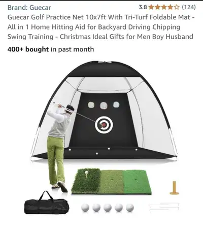 Practice your swing with this all-in-one golf practice net, measuring 10x7ft and including a tri-tur...
