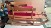 Vintage Child's Sleigh With Metal Runners On Skis