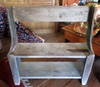 Antique Pine Pail Bench Original Paint 2 Shelves