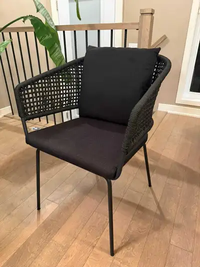 dining chair ×4: Black Fabric and Woven Metal , View more