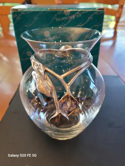 Selwin Pewter and Glass Vase, View more