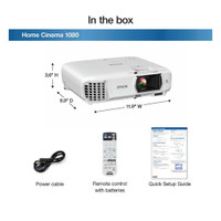 Epson 1080 3LCD Projector, 3,400 Lumens, Ceiling Mount