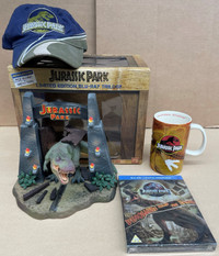 Jurassic Park Blu-Ray Trilogy Main Gate with T-Rex Statue