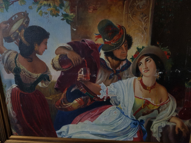Pimen Orlov's 1851 “October holiday in Rome” certified oil copy. dans Art et objets de collection  à Ville de Montréal - Image 2