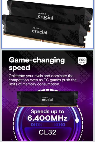 Crucial Pro DDR5 32GB Desktop RAM, View more