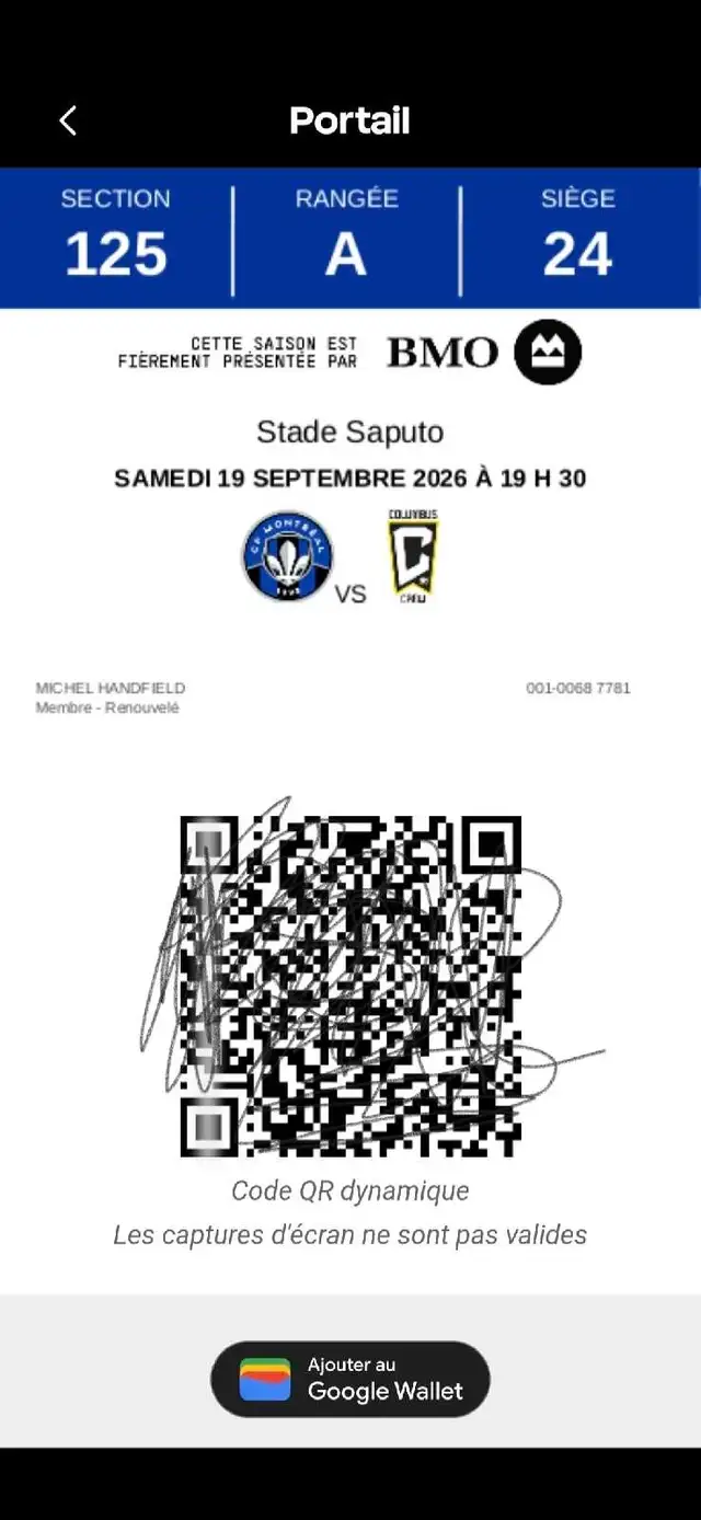 Cfmontreal Ticket