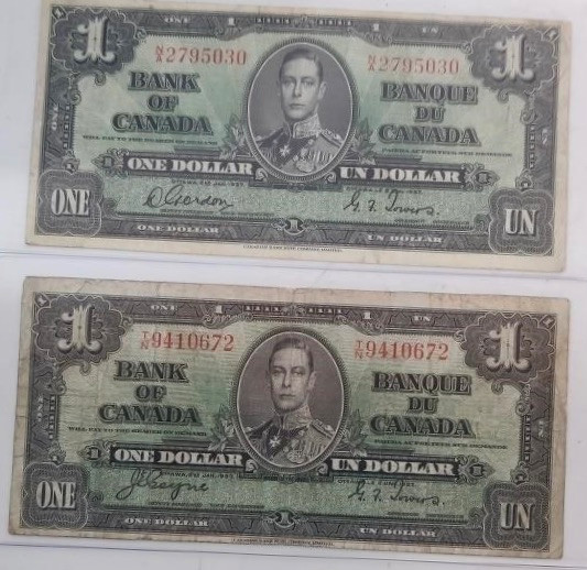 CANADA PAPER MONEY - $1 ARE 3x1937 1954 / $2 - 3 1986 / $5 1954 in Arts & Collectibles in Mississauga / Peel Region - Image 2