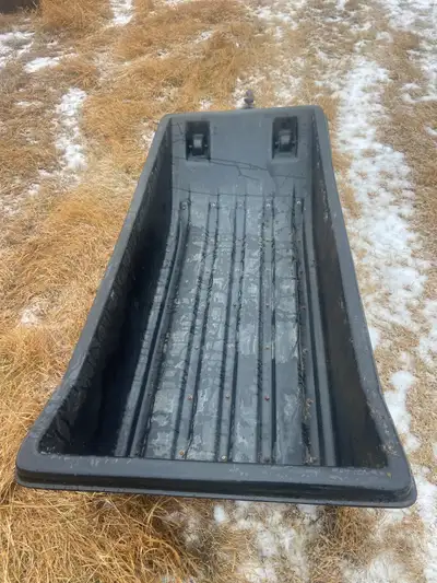 Otter Pro Medium 65” long 32”wide 15” deep sleigh has replaceable runners and hitch asking 375.00