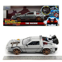 BTTF TIME MACHINE W/ RAIL WHEELS 1/24 DIE-CAST VEH