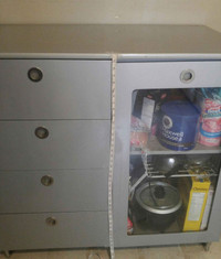 4 Drawer 2 Shelf Grey Metal Cabinet