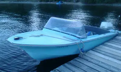 Hit the water tubing, fishing or just lounge. Johnson 80hp Electromatic outboard (motor tested and t...