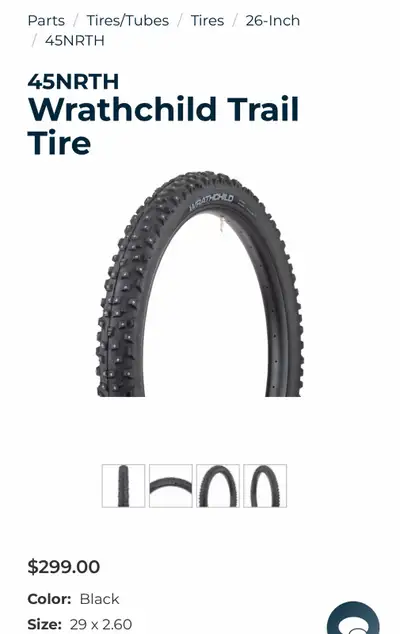 Pair of 45NRTH Wrathchild Studded Tires 29x2.6, View more