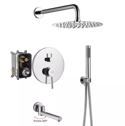 Casainc Chrome Shower Faucet System with Rainfall Head - NEW, View more