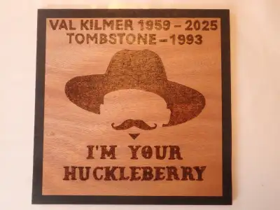 "I'M YOUR HUCKLEBERRY" 9.5 X 9.5 Wood Burning Plaque, View more