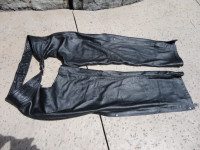 Set of Premium 100% Leather Adult Motorcycle Chaps Size Large