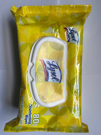 Lysol 80 wipes flat packs, have a bunch.