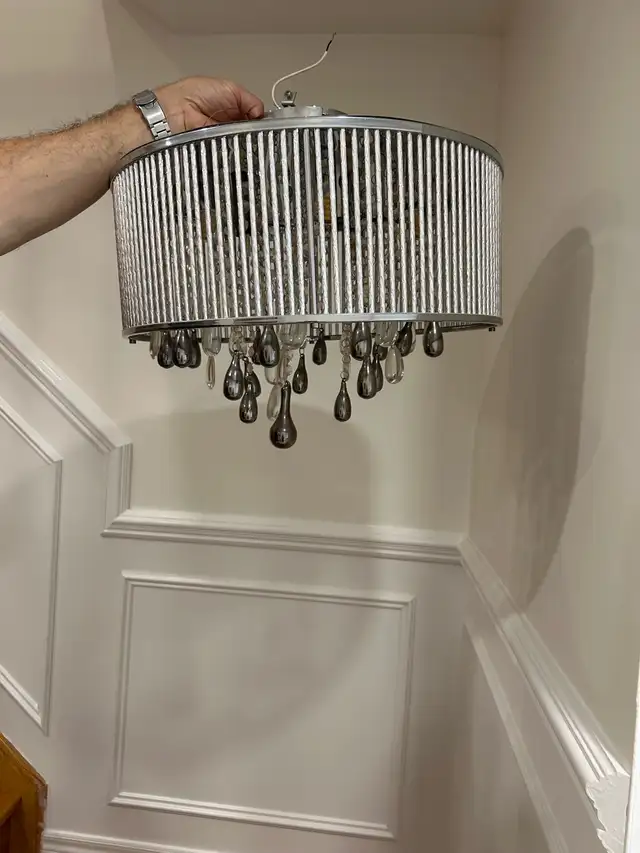 Chrome Chandelier with Crystal Accents in Indoor Lighting & Fans in Markham / York Region - Image 3
