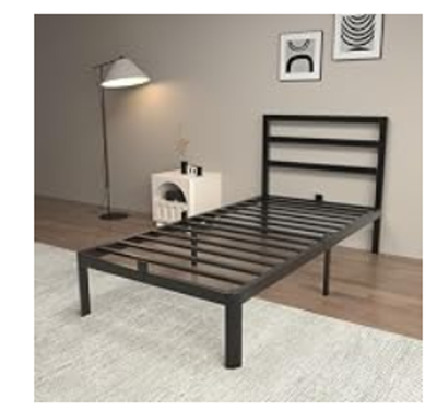 14-Inch Twin Size Metal Bed Frame with Headboard., View more