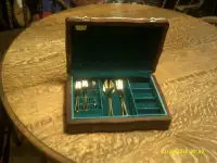 Silverware Chest with 5 Gold Finished Serving Pieces