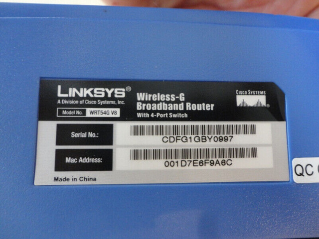 Linksys Wireless- G Broadband Router with 4 Port Switch WRT54GV8 in Networking in Kitchener / Waterloo - Image 4
