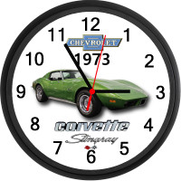 1973 Chevrolet Corvette StingRay (Elkhart Green) Custom Clock