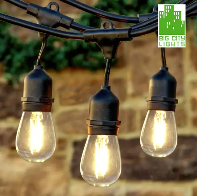 Outdoor String Lights Weatherproof with Vintage LED Edsion Bulbs in Outdoor Lighting in Vancouver - Image 2