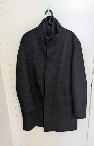 Zara Dark Grey Wool Blend Peacoat Jacket - Men's Large , View more