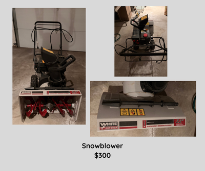 White Outdoor Snowblower – 22” – Electric Start – $300, View more