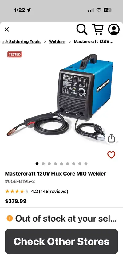 Mastercraft 120V Welder, View more
