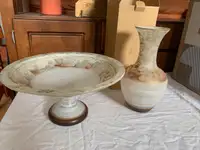 Casa Elite Murano Italian glass footed bowl and decorative vase