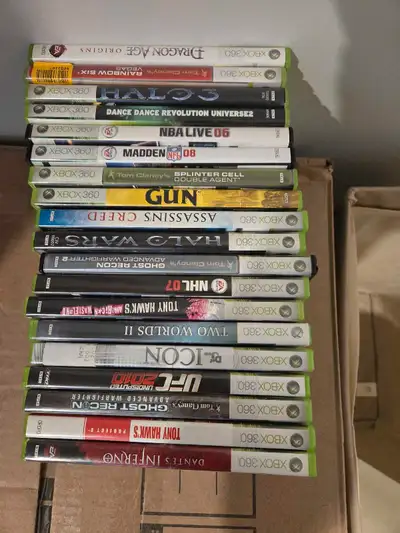 Various Xbox 360 games.