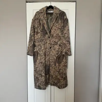 Zara oversized brown paisley print wool coat - Limited edition, View more