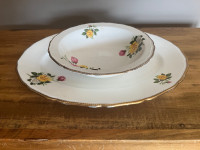 Vintage 1950s Royal Swan June Bouquet Platter and Serving Bowl