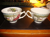 2 VINTAGE TEA CUPS FRIENDLY VILLAGE