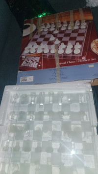 Glass chess checkers set 