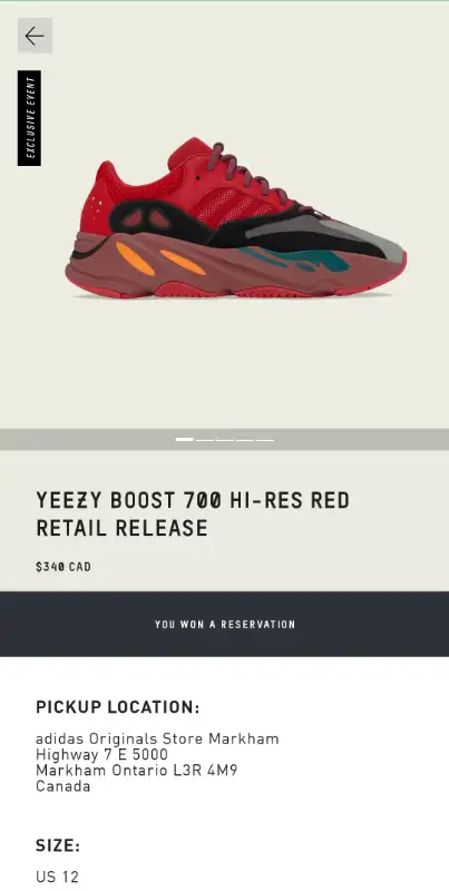 Adidas Yeezy Boost 700 Hi-Res Red sz12 brand new in Men's Shoes in Markham / York Region - Image 5