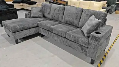 Corner 4 Seater Corduroy Sofa with Matching Cushions For Sale , View more