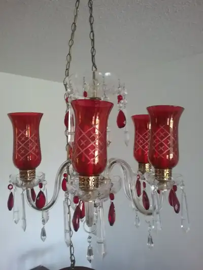 VINTAGE RED TULIP CHANDELIER, View more