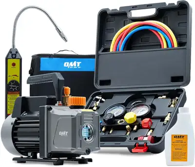 Airdrie view/pickup Orion Motor Tech AC Vacuum Pump and Gauge Set, 1/3 hp 4 cfm Vacuum Pump Manifold...
