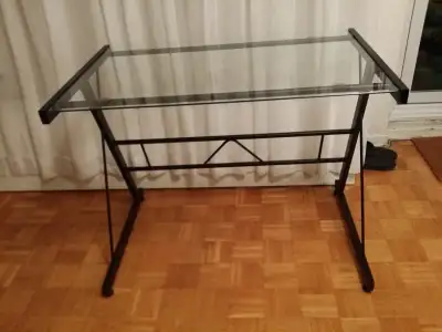Black Metal Glass Top Desk, View more
