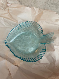 Free blue glass fish dish 