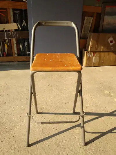 High Stool Folding Bar Stool with backrest and footrest, View more