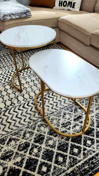 Round Marble Coffee Tables set (2 new pcs)
