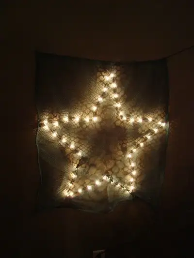 Looks Great At Night Lit Up- Hanging Fabric Light String Star, View more