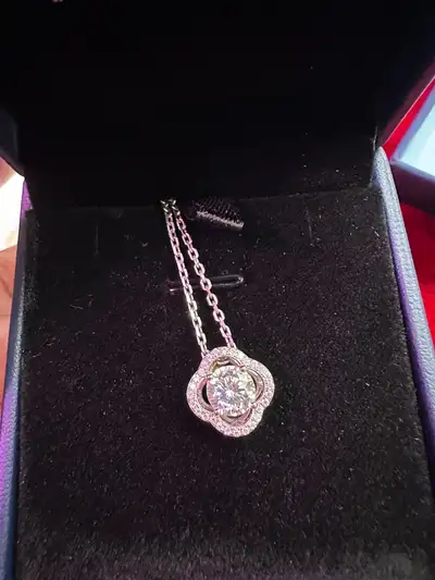 Diamond necklace sterling silver with certificate, View more