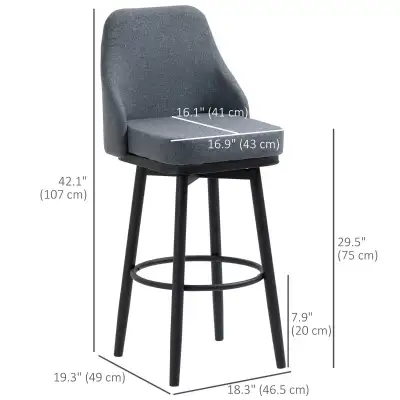 Extra Tall Bar Stool, Modern 360° Swivel Barstools, Dining Room , View more